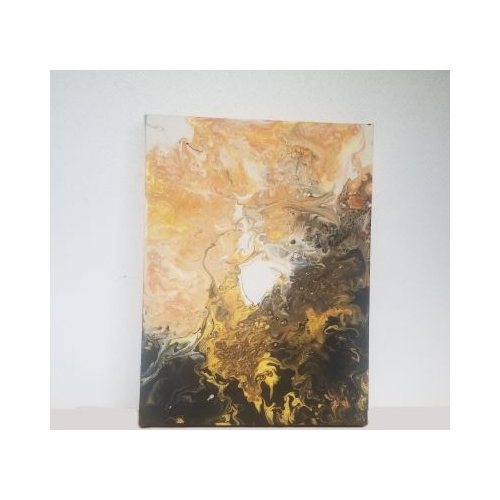 brown and orange acrylic pour