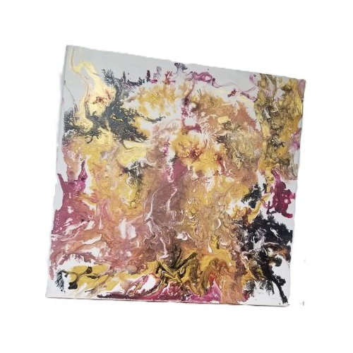 red gold black acrylic pour