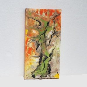 orange and multicoloured acrylic pour small 2