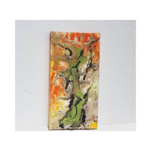 orange and multicoloured acrylic pour small 2