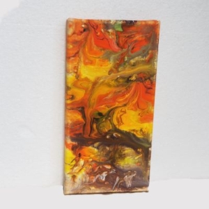 orange and multicoloured acrylic pour small 3