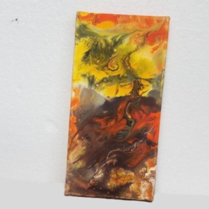 orange and multicoloured acrylic pour small 5
