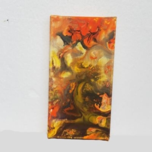 orange and multicoloured acrylic pour small 6