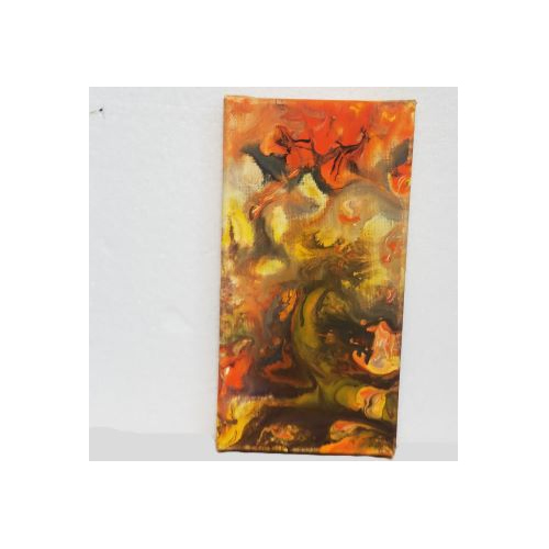 orange and multicoloured acrylic pour small 6