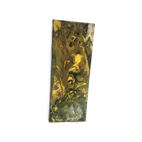 green and gold metallic acrylic pour