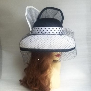 black and white round hat
