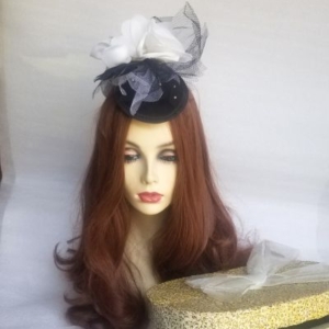 black and white fascinator