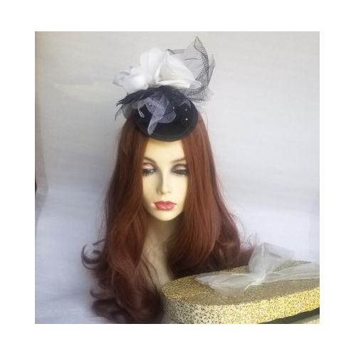 black and white fascinator